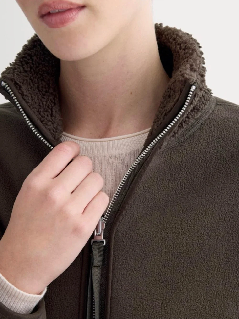 Everlane Reversible Teddy Half Zip Pullover